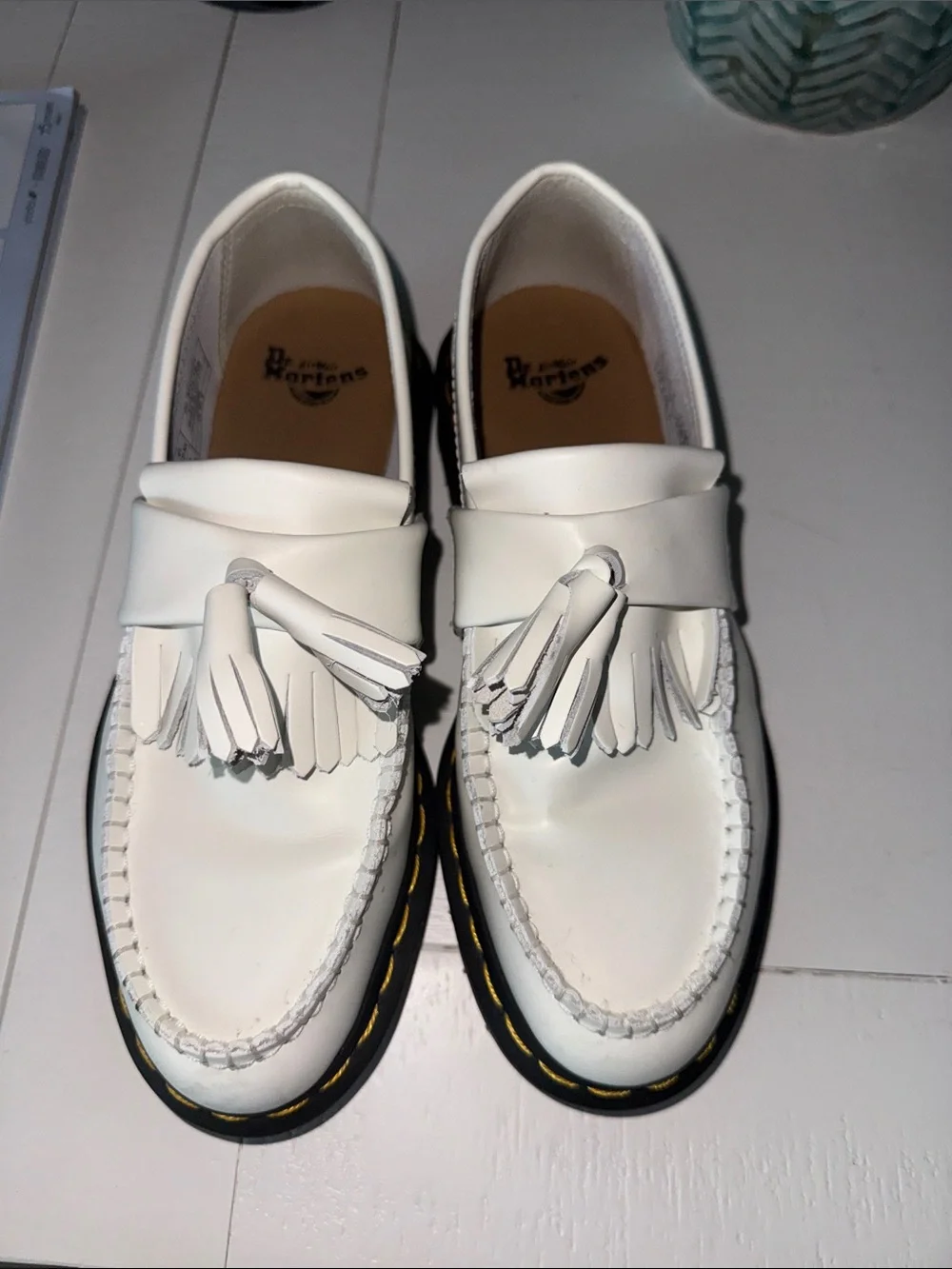 Dr. Martens White Tassel Kiltie Loafers